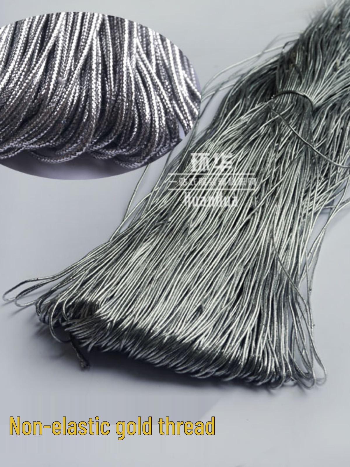 Silver and Gold Elastic Tassel String with Core-Filled Design for Tags and Bottles Non-elastic Gold Thread 30cm (100 pcs)