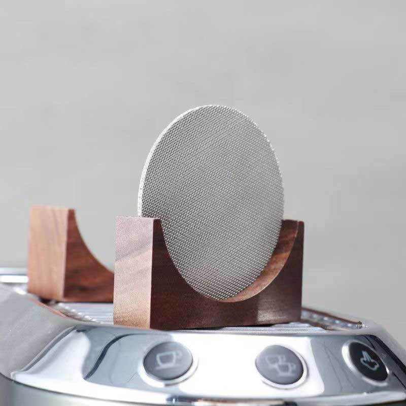 Espresso Coffee Puck Screen Stand, Reusable Wooden Walnut Stand for 51/53/58mm Espresso Portafilter Puck Screen