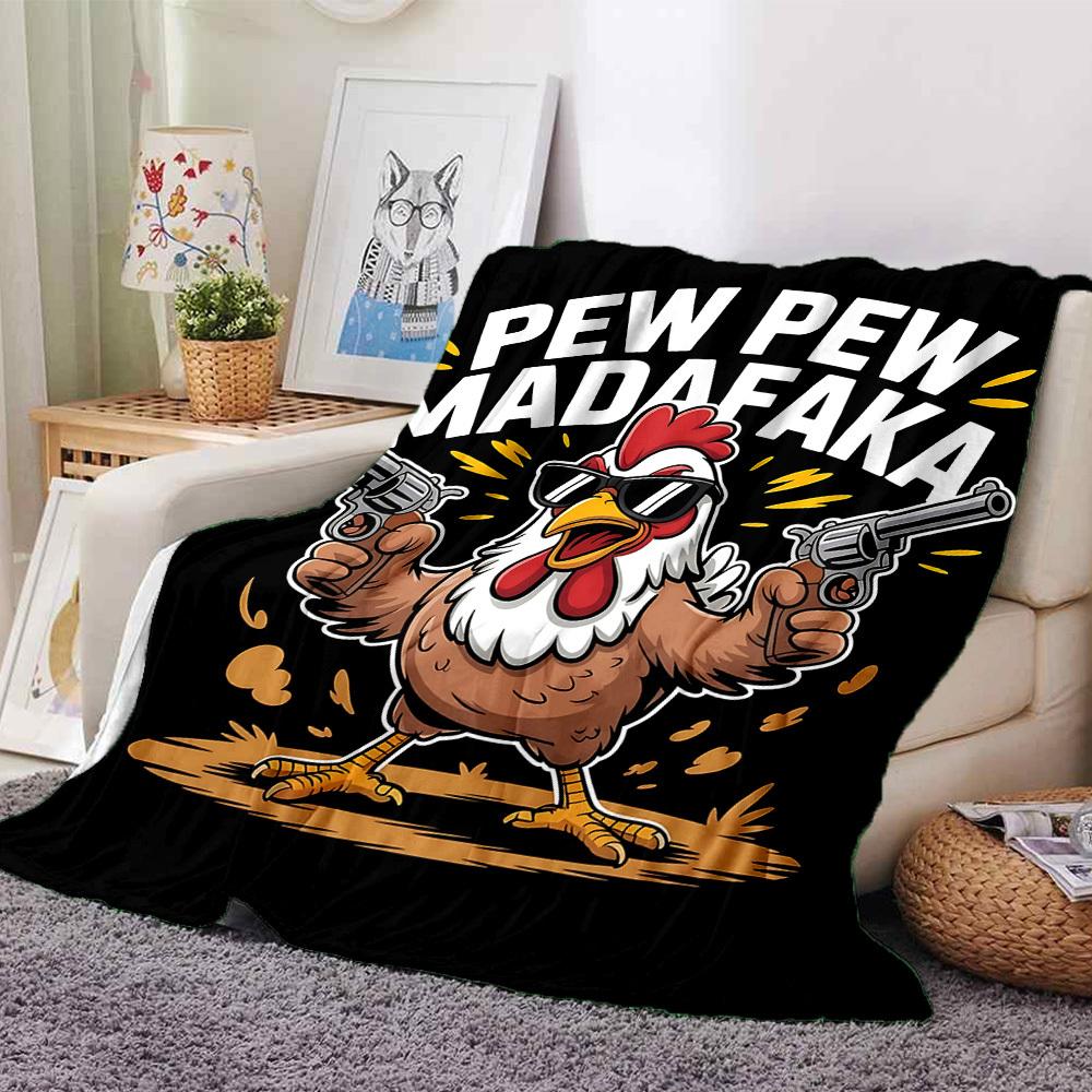 

1pc Chicken, Guns Throw Blanket Soft Flannel, Cozy All Season Polyester Perfect for Home, Office 80cmx120cm