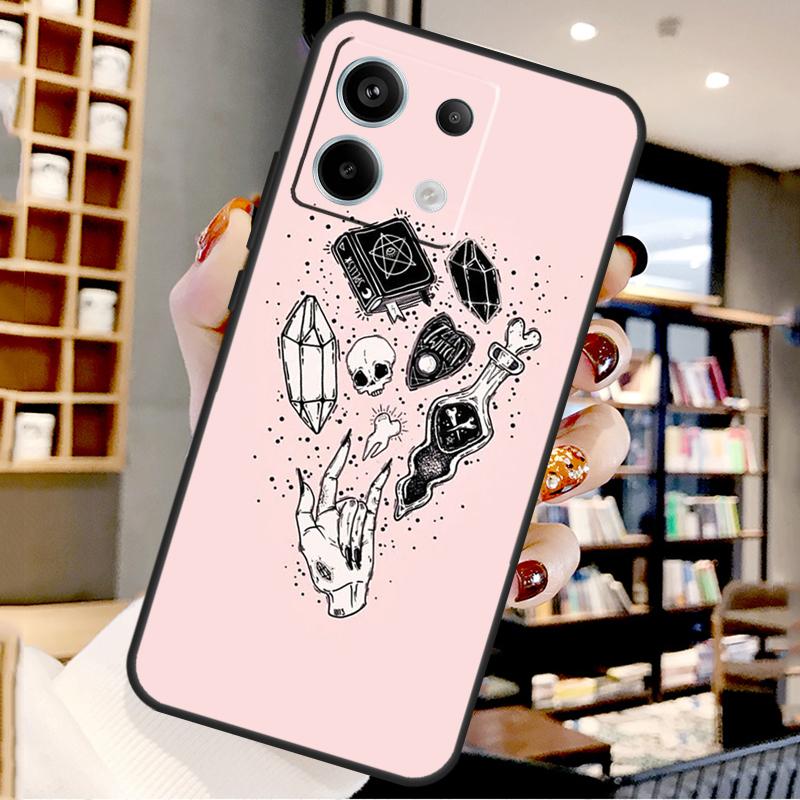 Pink Cat Skull Sorceress Witch For Xiaomi Redmi Note 14 Pro 12 11 9 10 13 15 Pro Plus Case For Redmi 15 10C 12C 13C 14C 15C