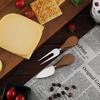 Square Acacia Wood Cheese Board & 4-Piece Stainless Steel Cheese Knife Set