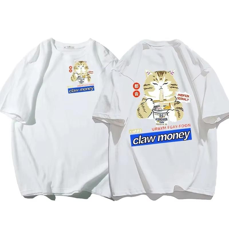 2025 Men T-shirts Intrage Japan Kanji Cartoon T-shirt Fun Graphics Kawaii Clothing Streetwear Peach Khaki Top Large Harajuku Top