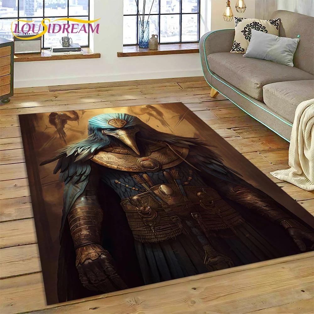 Tappeto 3D Anubis Faraone Horus Mitologia egizia Dei Tappeto per casa Soggiorno Camera da letto Divano Zerbino Decor, Tappeto Tappetino antiscivolo