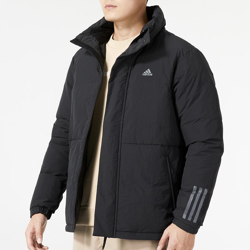 Adidas Solid Color Casual Outdoor Warm Windproof Stand Collar Down Jacket Men Outerwear Black IL8922
