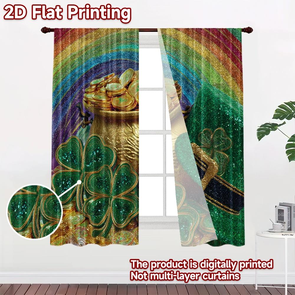 2D Flachdruck 2 Stück Vorhang Party Vorhang St. St. Patrick's Day Schatz Digital Bedruckte Polyester Vorhänge Ganzjahres Party &