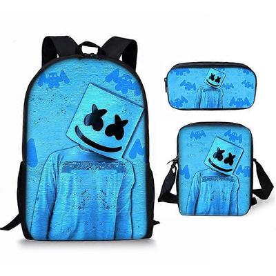 Cartoon Marshmallow Kinder Große Kapazität Bedruckter Rucksack Grundschüler Schultasche Umhängetasche Dreiteiliges Set 11 -HGDMV