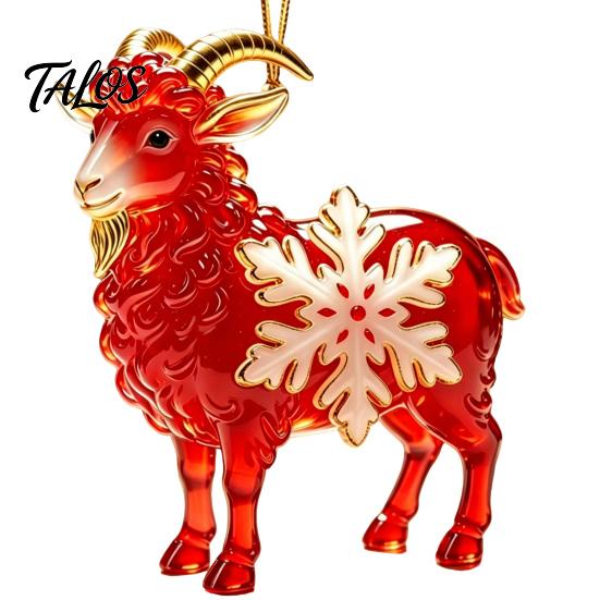 Decorative Ornaments for Office Goat Christmas Car Hanging Ornament, 2D Acrylic Pendant with Tree String, Cute Animal Decor Rearview Mirror,