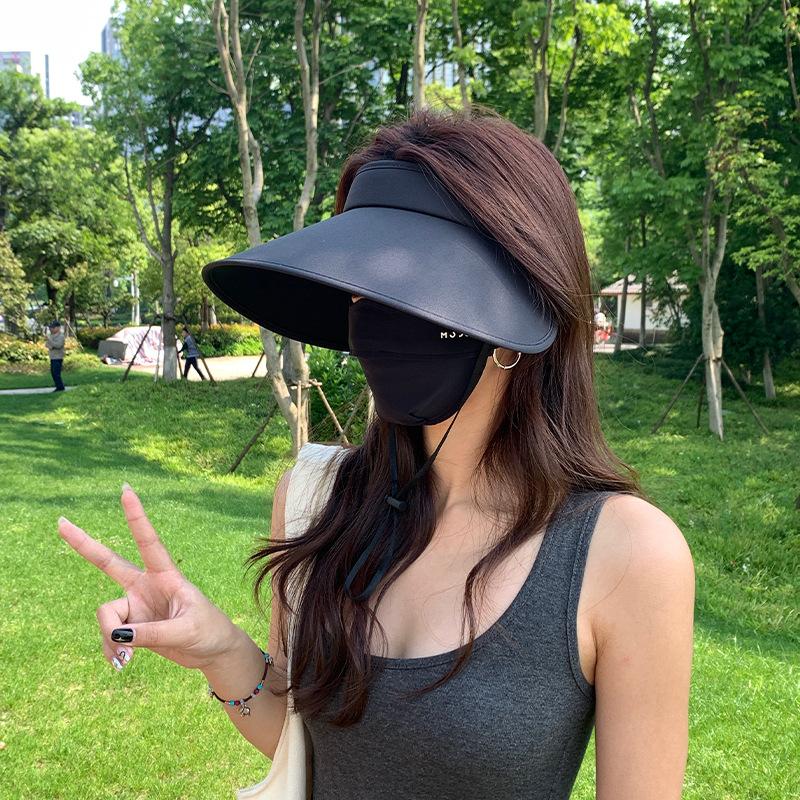 Summer Large Brimmed Ice Silk Hat Empty Top Hat Women's Outdoor Ultraviolet Portable Hat Foldable Sun Protection Hat