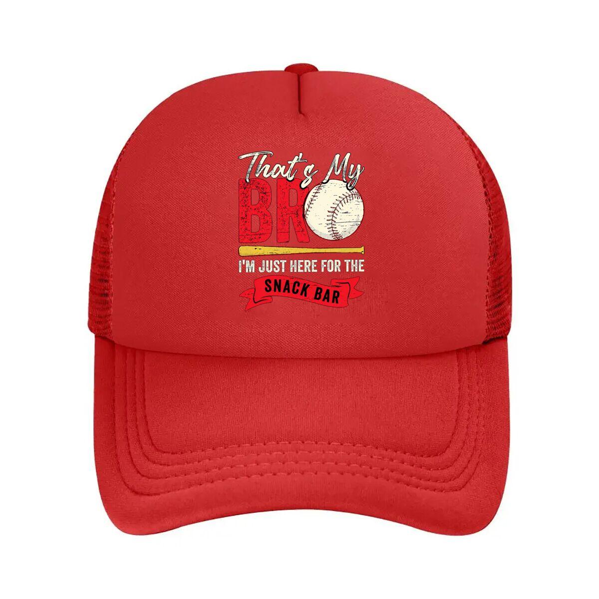 Thats My Bro Im Just Here For The Snack Bar Baseball Mesh Baseball Cap Hip Hop Adjustable