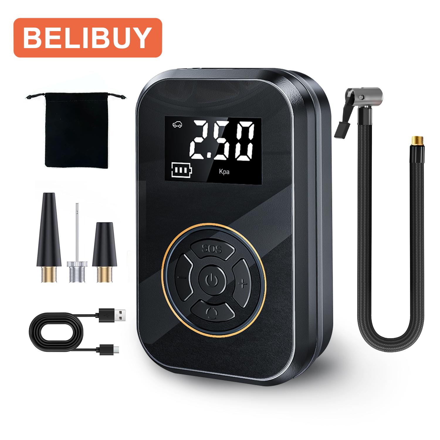 BELIBUY Portable Tire Inflator Car Tire Inflator Tire Inflator Pump With Digital Display Electric Inflator Mini Bicycle Air Pump чёрный