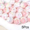 5Pcs Cute Straight Hole Flower Cartoon Round Beads Bracelet Materials Hand-painted Handmade DIY