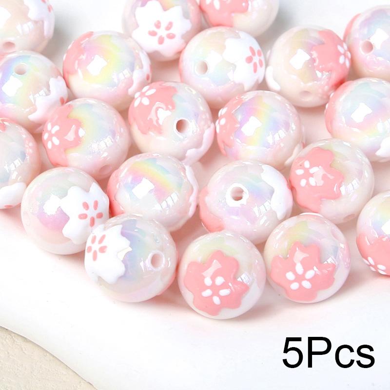 5шт милые прямые отверстия цветок мультфильм круглые бусины браслет материалы ручная — фото 3