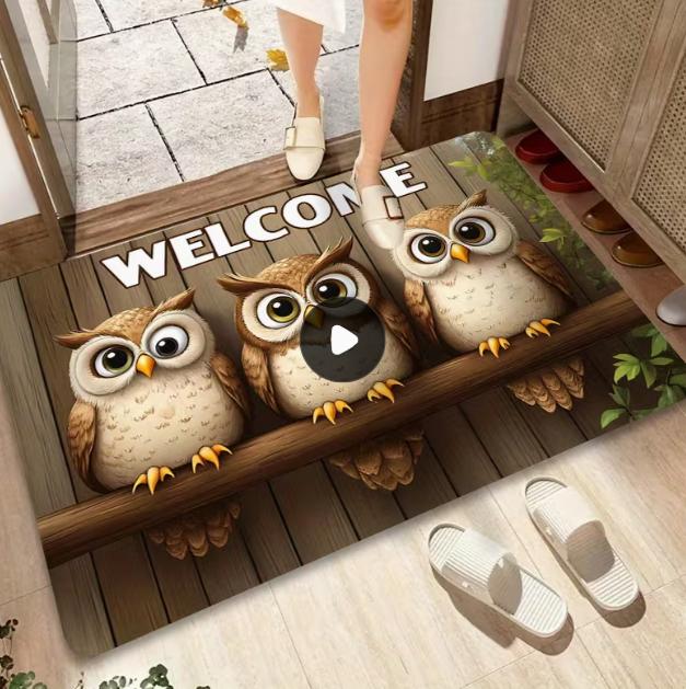Cute Cat Pattern Anti Slip Floor Mat Suitable for Entrances Kitchens Laundry Rooms Bathrooms Holiday Area Mat Home Decoration