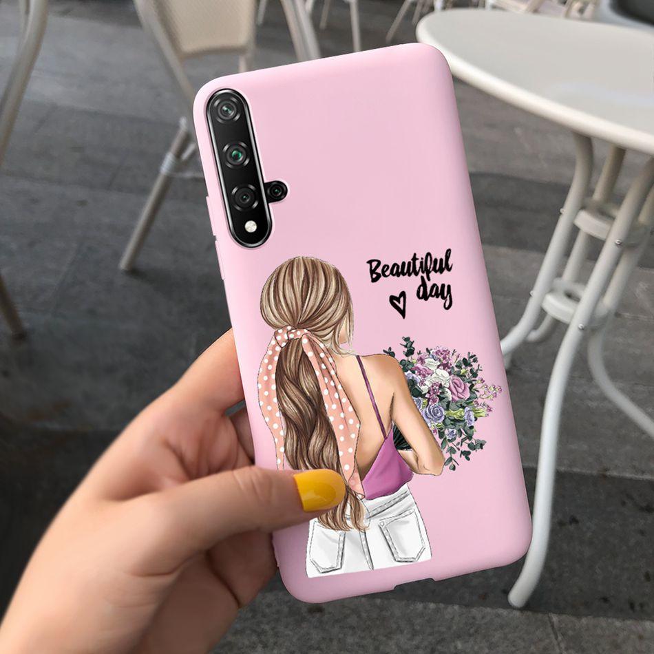 For Huawei Nova 5T Case Beautiful Girl Flower Phone Case For Huawei Nova5T YAL-L21 Soft Silicone Shockproof Back Cover Bumper