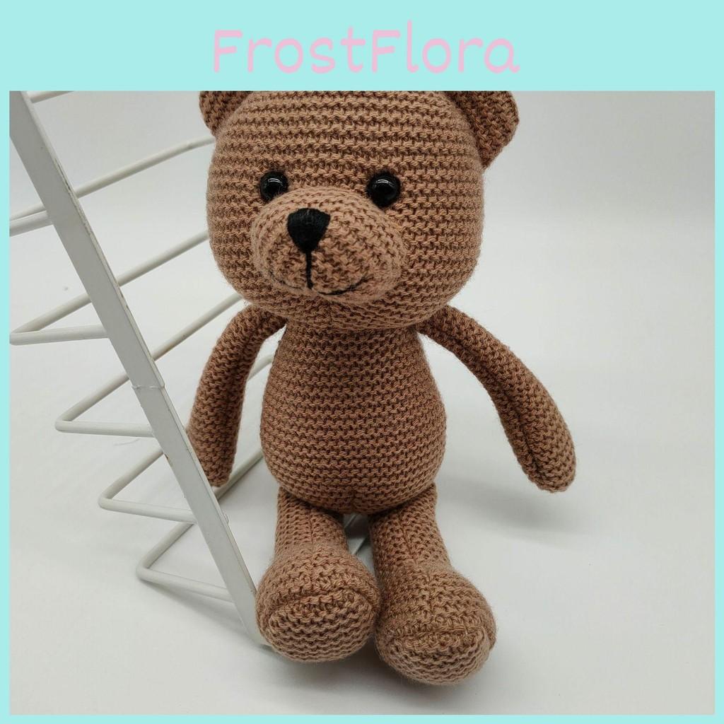 Children Knit Handmade Bear Soft Plush Animal Toy Playroom Decor Birthday Gift