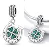 Copper Metal Full Diamond Charm Bead Components Colorful Heart Blooming Rose Round Bead Components Pendant Bead Component Compatible With Authentic