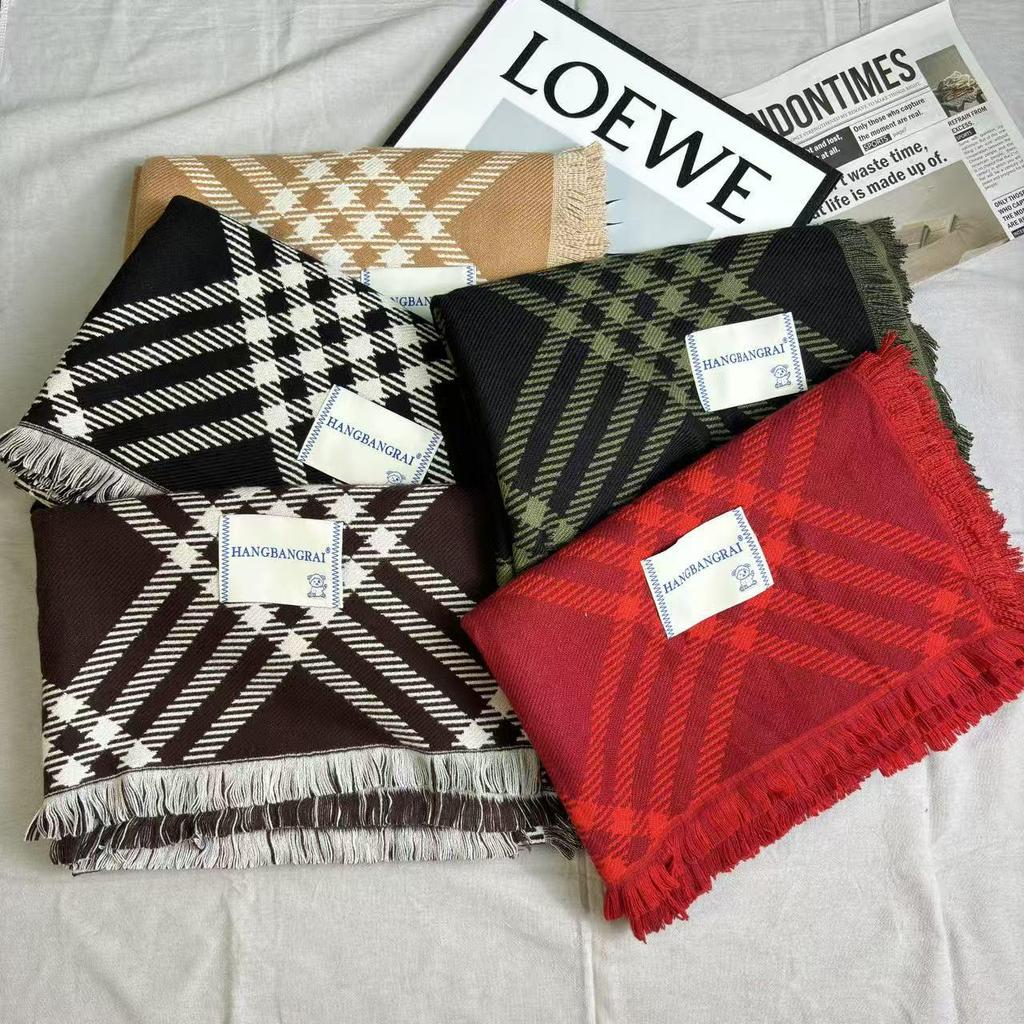 Women's Winter Retro Double-Sided Striped Imitation Cashmere Scarf and Shawl