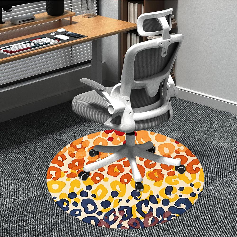 

1pc Leopard Print Animal Office Round Area Rug, Indoor Mat Suitable ForOffice, Under Office Chairs Bedroom Living Room Home Decor, Room Decot096 80cm by 80cm