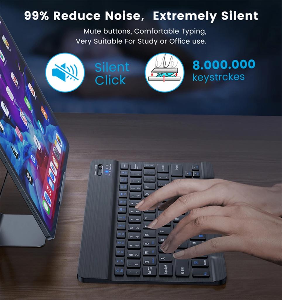 Hebrew Russian Korean Spanish Portable 10 Inch Wireless Keyboard and Mouse Set For iPad Samsung Huawei Tablet Laptop IOS Android