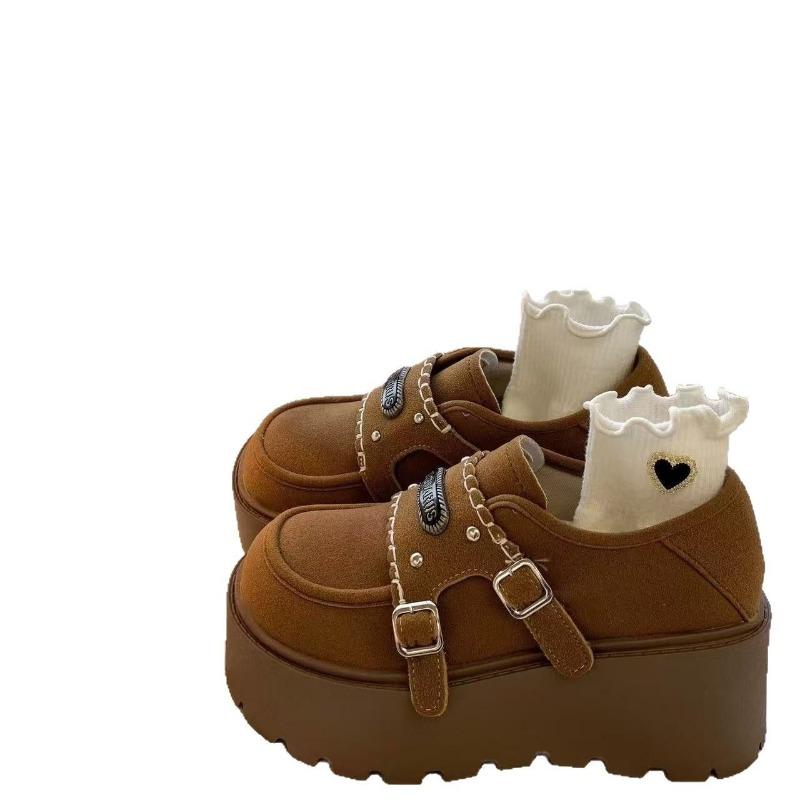 All-inclusive Heightening Retro Platform Spring and Autumn New One-pedal Single Shoes Women