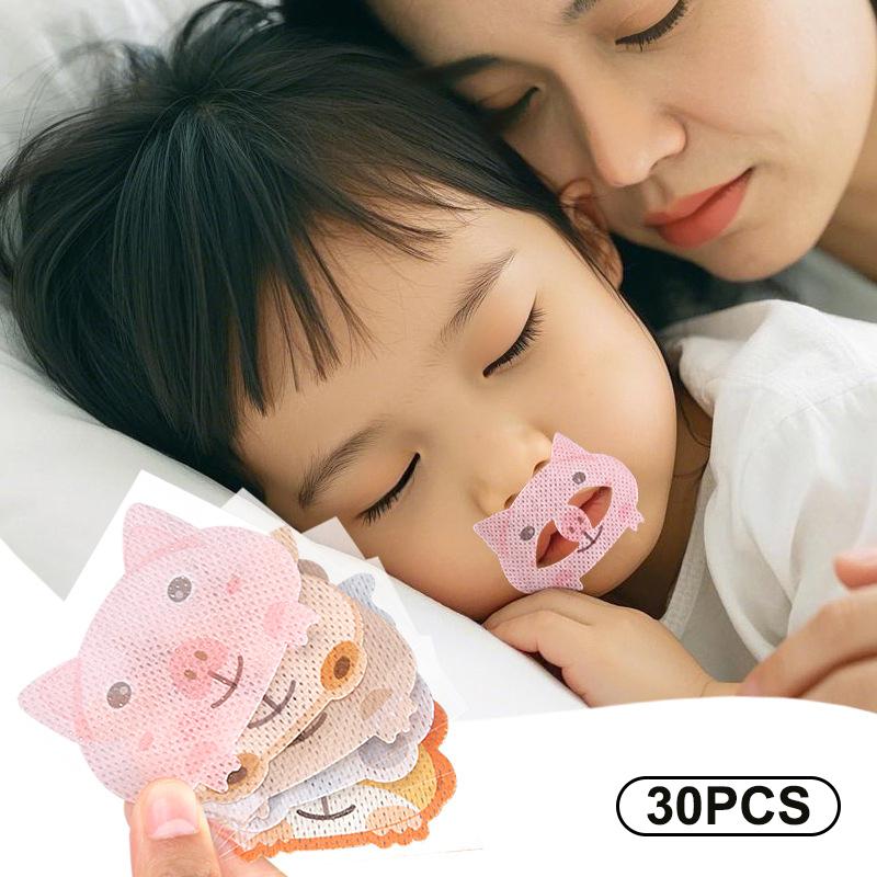 30 ks Dětské kreslené náplasti proti chrápání na spaní se zavřenými ústy, náplast pro korekci dýchání, náplast pro ztišení, ortotická páska