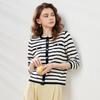 Comon Boca Women's Black & White Striped Long-Sleeve Knitted Cardigan