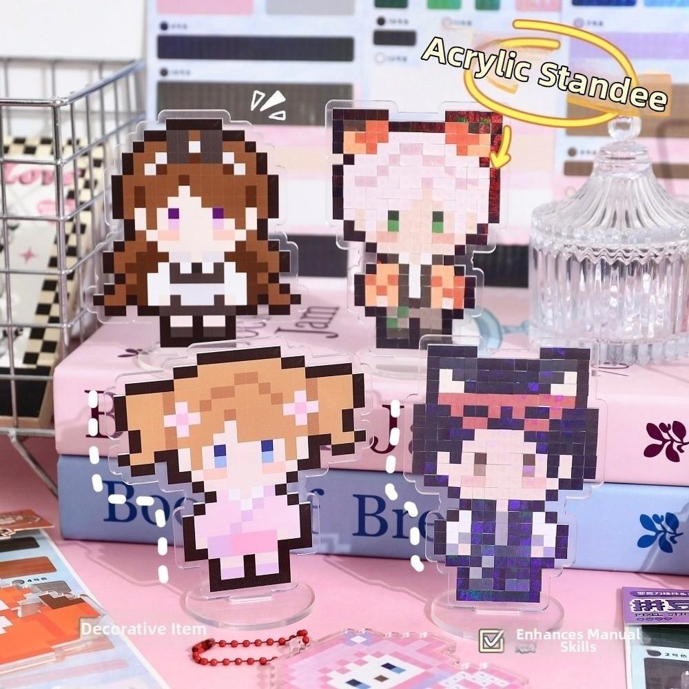 Kreativní akrylový nálepkový přívěsek z korálků Perler Kreslený DIY Pixelový stojánek z korálků Perler Dekorativní přívěsek Stolní ozdoba