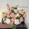 Hand-Tied Sunset Rose Bouquet: French Manta Artificial Flowers for Dining Table and Living Room Décor.