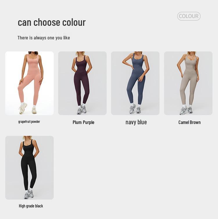 European & American One-Piece Brushed Yoga Bodysuit: Tight-Fitting, Slimming, Sports & Fitness Wear