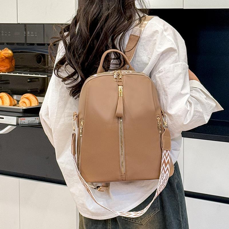 Backpack Women's New Large-capacity Women's Backpack Solid Color Trendy Student Schoolbag Simple Outdoor Travel Bag