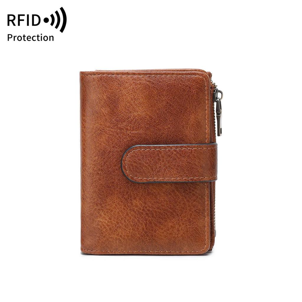 Anti-theft Brush Women's Short Wallet Korean Version Three-fold Portable Clutch Bag Simple Solid Color Wallet