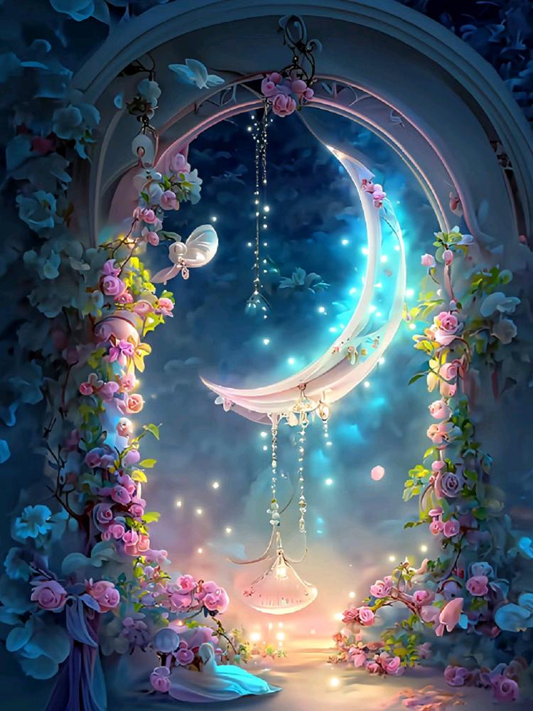 

Цветок и Луна Алмазная Картина 5DDIY Новый 2024 Набор Ювелирных Изделий Вышивка Крестом Красивое Искусство Мозаика Украшение Дома Ремесло Подарок Full Round 20x30CM