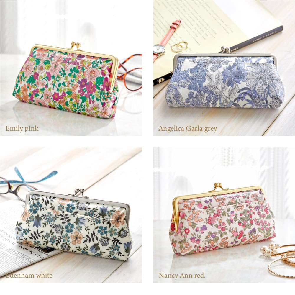 Clasp Eyeglass Gift Premium Liberty Sunglasses Eyeglass Reading Glasses Case with Floral Made in Edinamu White [Cyalel Yahata] Case, Boxed, Print,