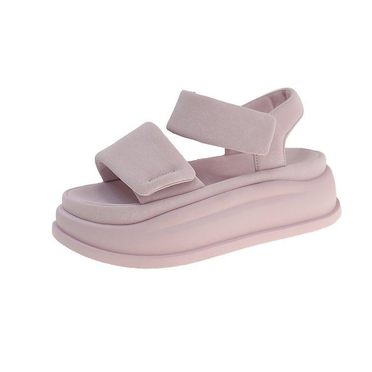 

Muffin platform bread sandals women s 2025 new summer leisure sports sandals Velcro beach Roman shoes 35