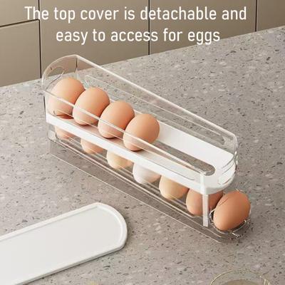 2-Tier Egg Holder for Fridge Auto Rolling Eggs Dispenser Clear Storage Box Space Saving Egg Organizer for Kitchen Counter Refrigerator Storage