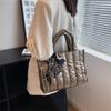 Elegant Women's Totes Bags with Silk Scarf Accent Winter Quilted Crossbody Bags for Women Casual Solid Color Padded Shoulder Bag