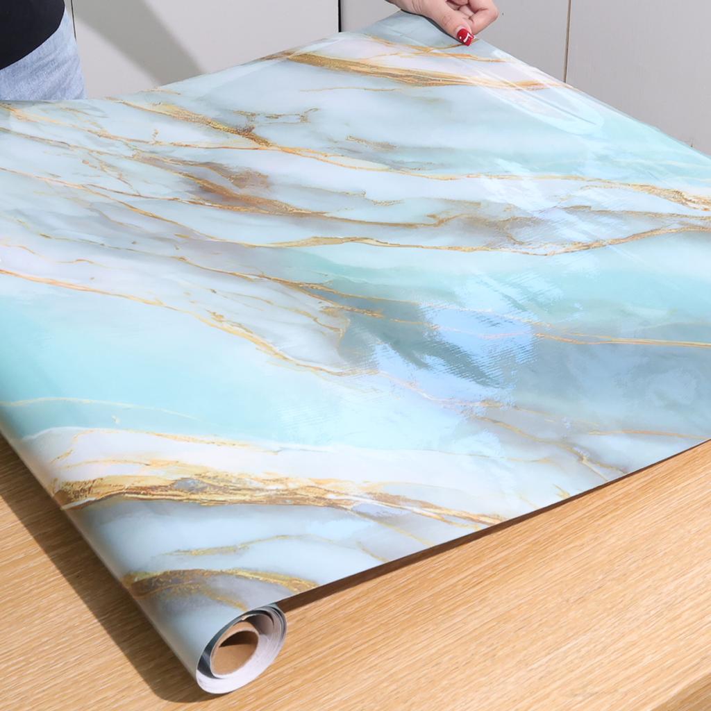 Self Adhesive Marble Vinyl Wallpaper for Kitchen Bathroom Livingroom Home Decoration Waterproof Wall Stickers Films 60x200cm