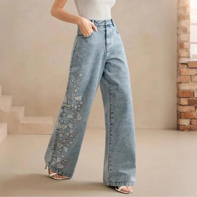 Pantalones de Mujer Talla Grande Jeans Elásticos Sueltos Pantalones Semielásticos