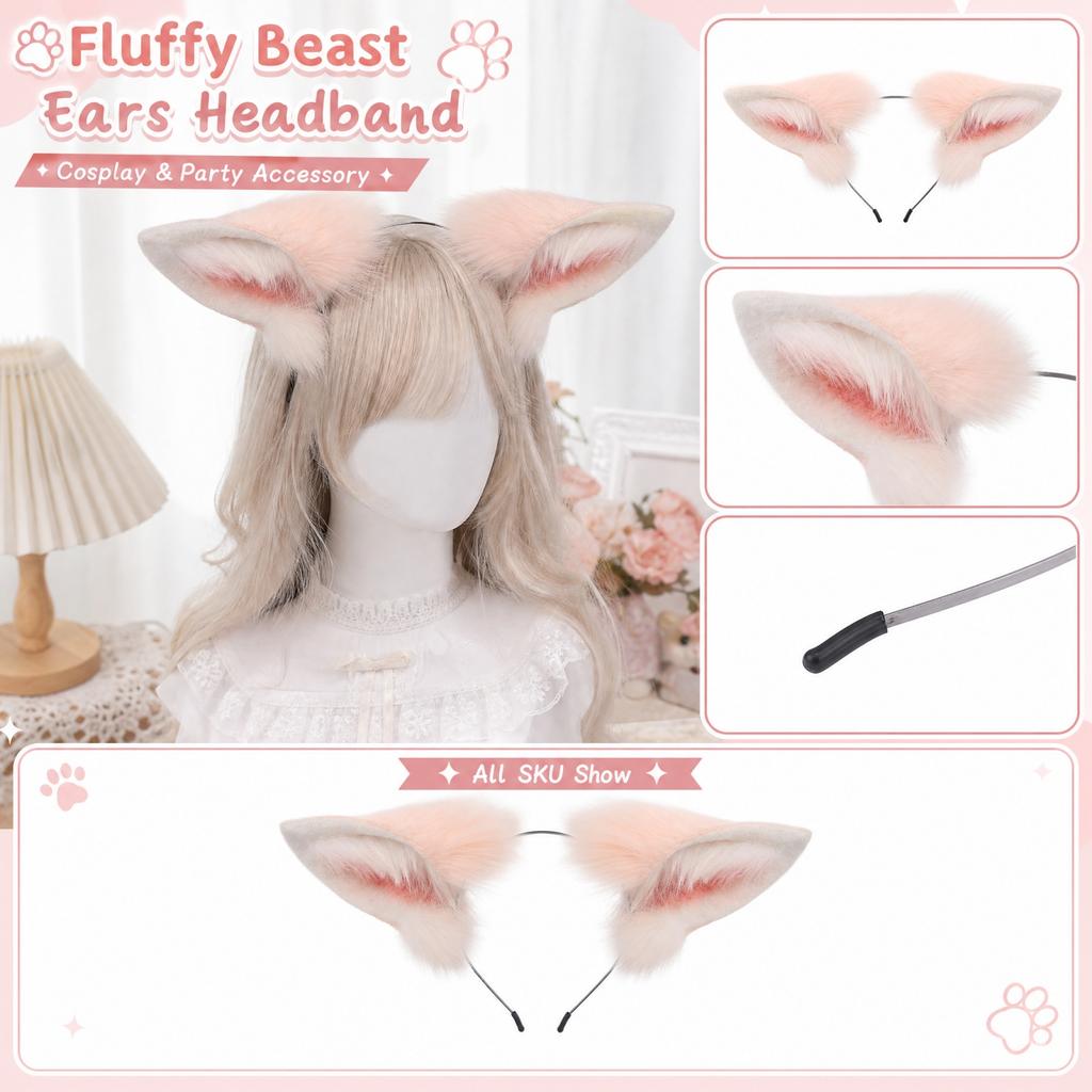 Faux Animal Ears Headband Costume Accessory for Cosplay and Party Wear