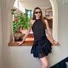 Design Vacation Style Summer Sexy Short Skirt Strap Waist Style Casual Round Neck Ruffle Edge Gentle Wind