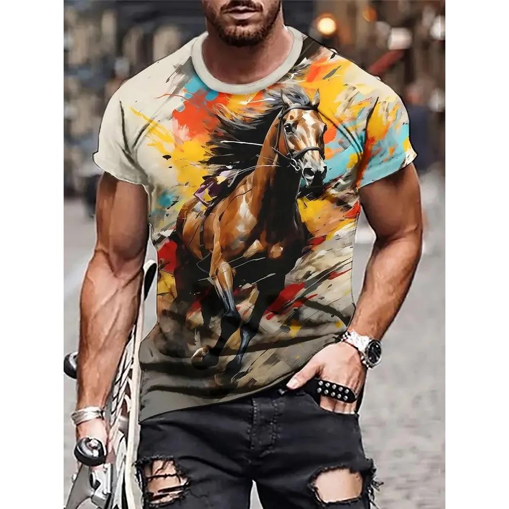 Summer Mens T-shirt Creative 3D Printed Short Sleeved T-shirt Fashionable Comfortable Soft Breathable Large Loose T-shirt
