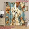 2D flat printing 2pcs Party Curtains Cute Dog Autumn Leaves Digital Printed Polyester Drapes Seasonal Party & Holiday Decor Use