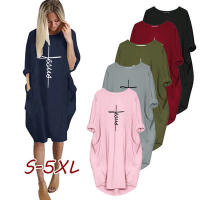 Womens Jumper Ladies Oversized Baggy Long Sleeve Pocket Pullover  Dress