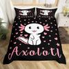 Cartoon Axolotl Cute Sea Animal Reptile Bedding Set Boys Girls Twin Queen Size Duvet Cover Pillowcase Bed Kids Adult