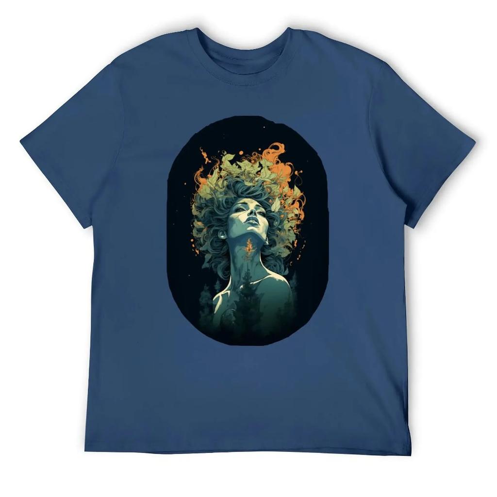 Crewneck Mother's Day Fiery Nature Men's T-shirt Movement Top Tee Vintage Funny Novelty Leisure Eur Size