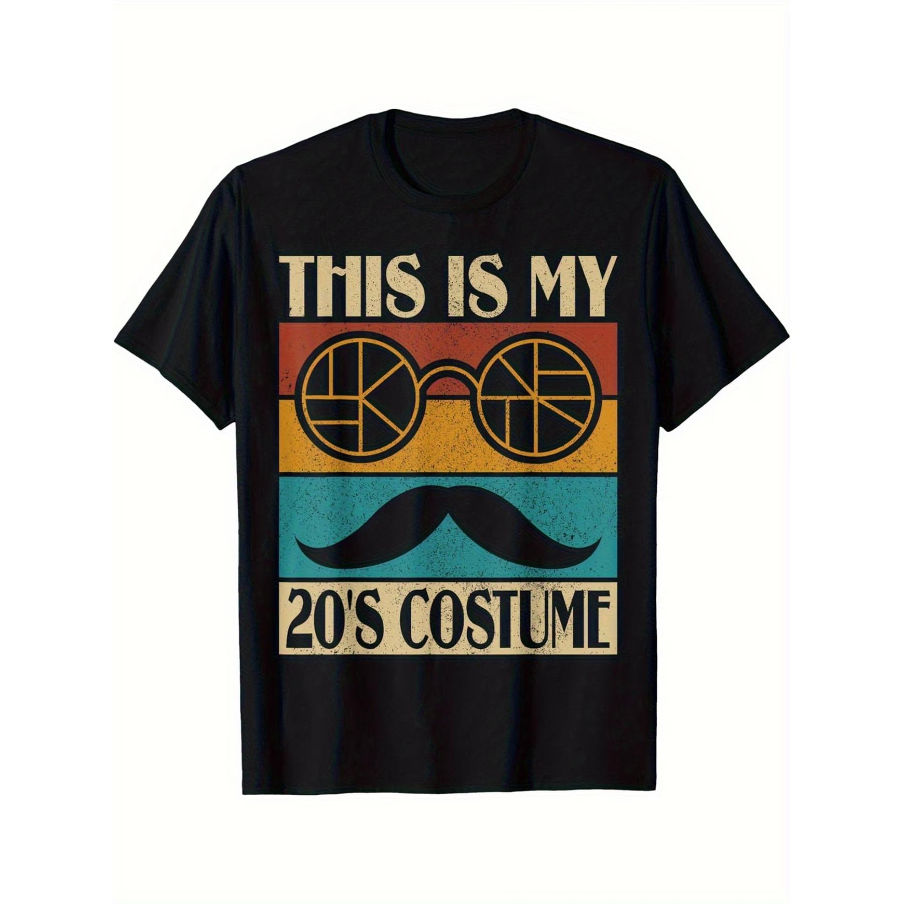 

Men S Vintage 1920S Graphic T-Shirt - This Is My 1920S Outfit Design Featuring Glasses and A Mustache, Casual Crew Neck Short Sleeve T-Shirt XXL