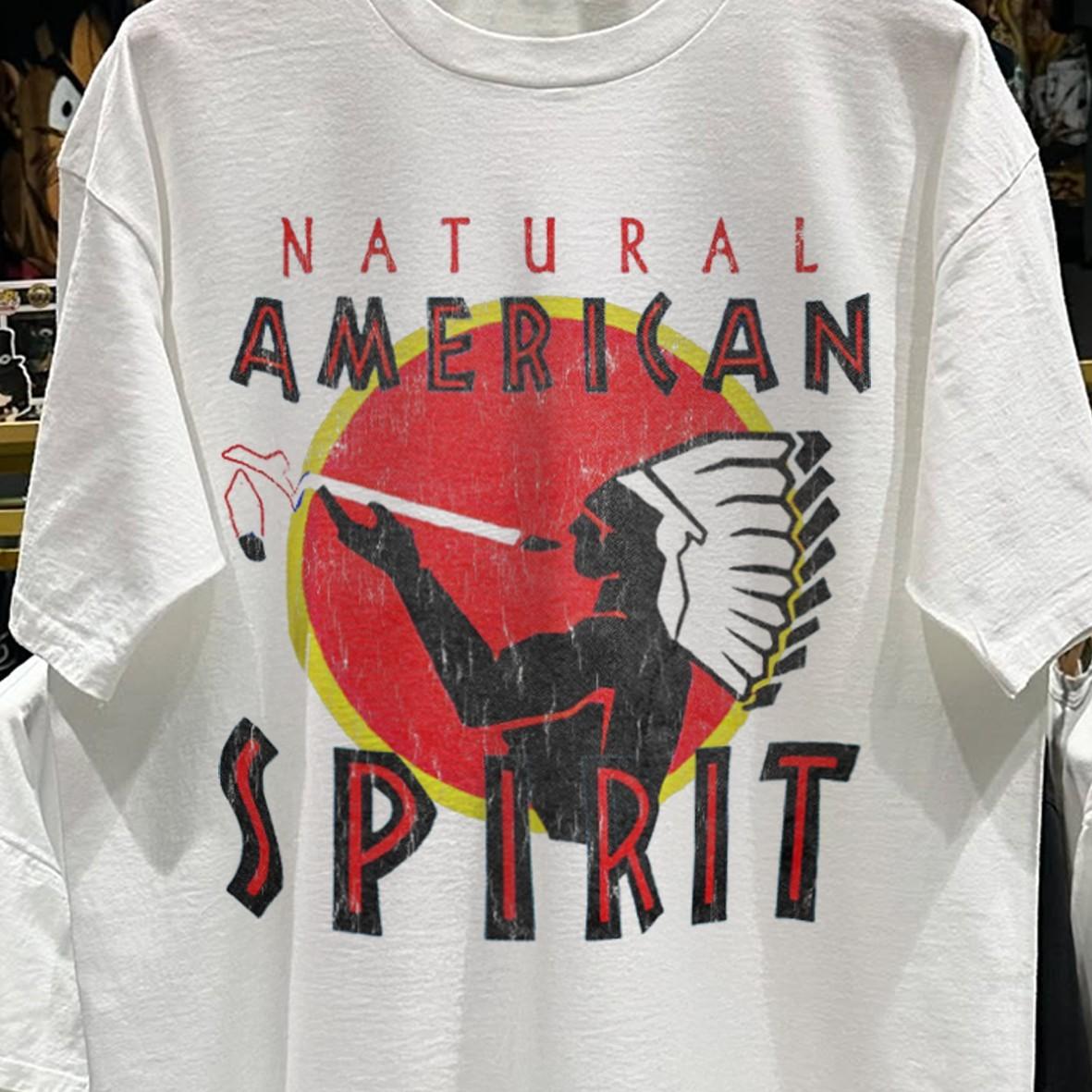 90s Natural American Spirit Washed T-Shirt White M L