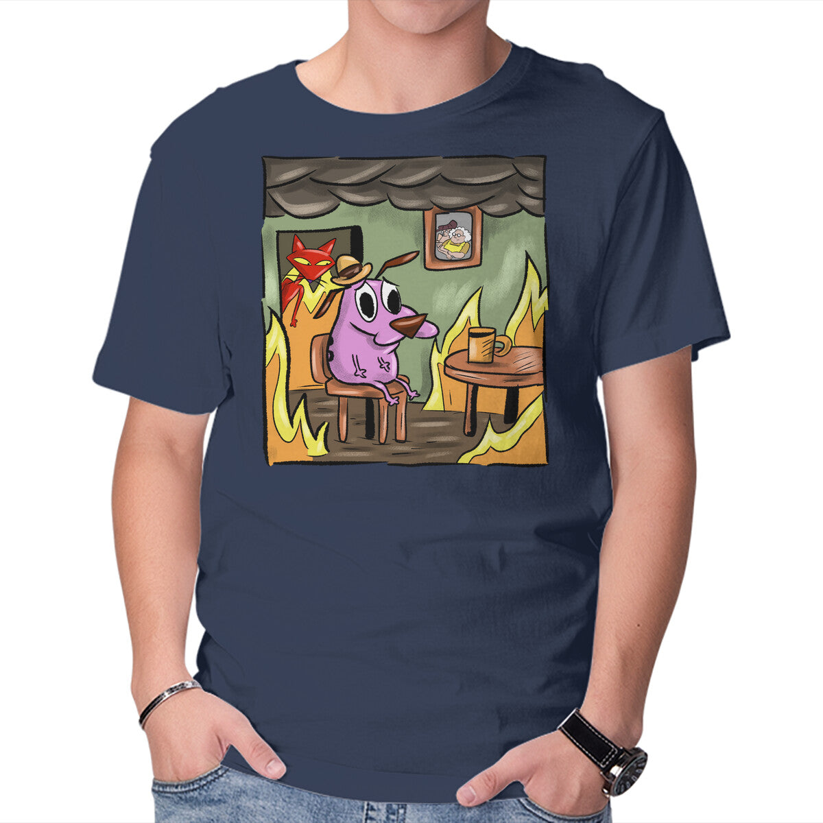Unisex Crew Neck T-Shirt Everything Is Fine Dog Graphic Short Sleeve Casual Tee XL