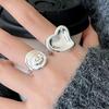 Creative Openable Geometric Heart Ring: Women's Fashion, Versatile Simple Design, Index Finger Ring with Concave Details