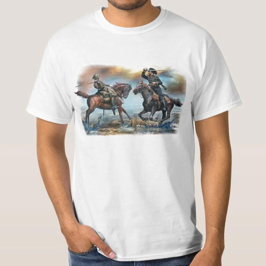 Vintage World War I British and German Cavalrymen Fighte TShirt Summer Cotton Short Sleeve ONeck Mens T Shirt New S3XL